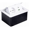 Zásuvka do nábytku zapustená do dosky 2x230V 2xUSB Modulbox biela Zásuvka do nábytku zapustená do dosky 2x230V 2xUSB Modulbox biela