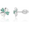 JK Silver Strieborné náušnice štvorlístky so zelenými zirkónmi – Green Stone JK Silver Strieborné náušnice štvorlístky so zelenými zirkónmi – Green Stone