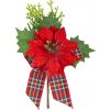 Vetvička MagicHome Vianoce, s kvetom poinsettia a stuhou, červená, 17 cm Vetvička MagicHome Vianoce, s kvetom poinsettia a stuhou, červená, 17 cm