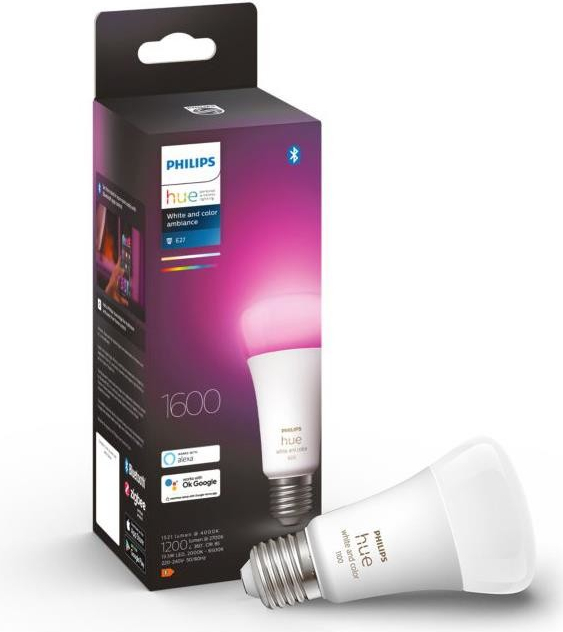Philips Hue 8719514288157 LED žiarovka 1x13,5W E27 1600lm 2000-6500K RGB White and color Ambiance, stmievateľné, Hue Switch, biela