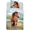 Bavlnená hnedá posteľná obliečka so vzorom koníka Paplón: 140x200 cm | Vankúš: 70x80 cm hnedá Bavlnená hnedá posteľná obliečka so vzorom koníka Paplón: 140x200 cm | Vankúš: 70x80 cm hnedá