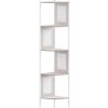 5-poschodová rohová polica, polica na knihy s polyratanovými stranami, svetlá béžová