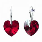 Swarovski červené SRDCE - náušnice stříbrné
