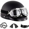 MOTOCYKLOVÁ PRILBA ČIERNA RETRO OKULIARE ŠILT MOTOCYKLOVÁ PRILBA ČIERNA RETRO OKULIARE ŠILT