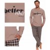 Doctor Nap PMB.5216 pánské pyžamo dlouhé béžové Doctor Nap PMB.5216 pánské pyžamo dlouhé béžové