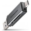 AXAGON CRE-DAC, USB-C + USB-A, 5 Gbps - MINI čtečka karet, 2-slot & lun SD/microSD, podpora UHS-I (CRE-DAC)