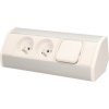 Nábytková zásuvka 2x2P+Z s vypínačom biela a strieborná OR-GM-9002/W-G Nábytková zásuvka 2x2P+Z s vypínačom biela a strieborná OR-GM-9002/W-G