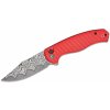 CIVIVI Milled Red Aluminum Handle Damascus Blade Button Lock C23040B-DS1 CIVIVI Milled Red Aluminum Handle Damascus Blade Button Lock C23040B-DS1