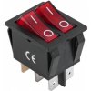 Prepínač kolískový červený dvojitý 6pin 230V Prepínač kolískový červený dvojitý 6pin 230V