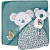 Osuška s kapucňou pre najmenších Yoca le Koala Doudou et Compagnie s plyšovou koalou na maznanie modrá 80*80 cm od 0 mes Osuška s kapucňou pre najmenších Yoca le Koala Doudou et Compagnie s plyšovou koalou na maznanie modrá 80*80 cm od 0 mes