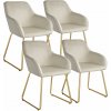 tectake 405931 jedálenská stolička jeane, zamatový vzhľad, rám s nohami - zamatový vzhľad krémová/zlatá, sada 4 ks tectake 405931 jedálenská stolička jeane, zamatový vzhľad, rám s nohami - zamatový vzhľad krémová/zlatá, sada 4 ks