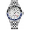 Strieborné pánske hodinky Delma Watches s ocelovým pásikom Santiago GMT Meridian Silver / White 43MM Automatic Strieborné pánske hodinky Delma Watches s ocelovým pásikom Santiago GMT Meridian Silver / White 43MM Automatic