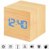 Jenifer 354-VST-869 Budík drevená kocka s reakciou na tlesknutie, prírodný Jenifer 354-VST-869 Budík drevená kocka s reakciou na tlesknutie, prírodný