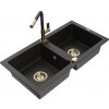 MEXEN/S MEXEN/S - Mario granitový drez 2-bowl vrátane batérie Flora, čierna/zlatá metalik 6504-75-670401-57-G MEXEN/S MEXEN/S - Mario granitový drez 2-bowl vrátane batérie Flora, čierna/zlatá metalik 6504-75-670401-57-G