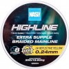 Nash Splietaná šnúra Highline Extra Supple Braid UV Yellow 1200 m - 0,24 mm 13,6 kg Nash Splietaná šnúra Highline Extra Supple Braid UV Yellow 1200 m - 0,24 mm 13,6 kg