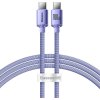 Baseus CAJY000605 Crystal Shine Series Dátový Kábel USB-C - USB-C 100W 1,2m Purple Baseus CAJY000605 Crystal Shine Series Dátový Kábel USB-C - USB-C 100W 1,2m Purple