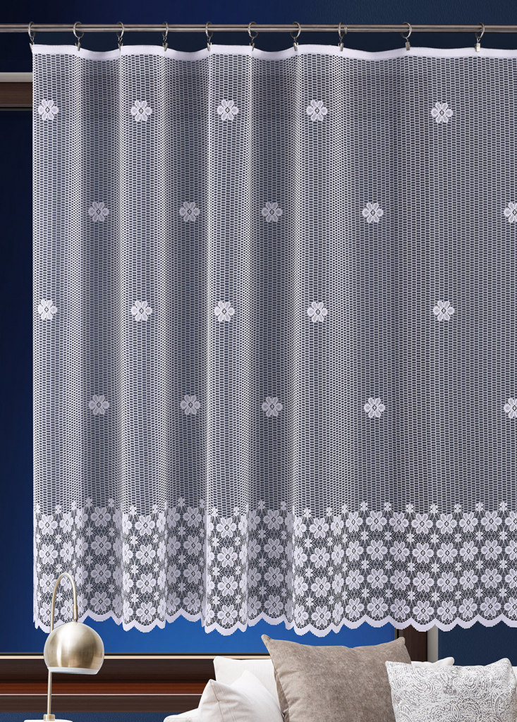 Metrážová žakarová záclona M83 - Květy - výška 90 cm