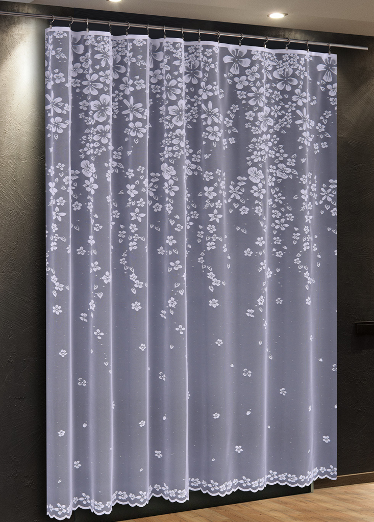Metrážová žakarová záclona M83 - Padající květy - výška 240 cm