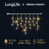 LongLife spojovateľná led svetelná záclona vonkajšia flash - 50led - 3m teplá biela / flash prebliknutie teplá biela - biely kábel LongLife spojovateľná led svetelná záclona vonkajšia flash - 50led - 3m teplá biela / flash prebliknutie teplá biela - biely kábel