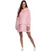 Oversize nositeľná deka s kapucňou – ružová unisex mikina deka Oversize nositeľná deka s kapucňou – ružová unisex mikina deka
