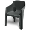 Prosperplast Stolička s opierkami rúk TURINO 630x555x775 mm CARBON antracitová