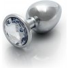 Ouch! Round Gem Butt Plug Large Silver/Diamond