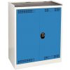 HAPPY END Ekonomická uzamykatelná skříň malá pro chemikálie, skříň: šedá - RAL 7035, dveře: modrá - RAL 5012, záchytná police: stříbrná - KOV SCH02 MO HAPPY END Ekonomická uzamykatelná skříň malá pro chemikálie, skříň: šedá - RAL 7035, dveře: modrá - RAL 5012, záchytná police: stříbrná - KOV SCH02 MO