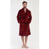 Gazzaz pánský župan se šálovým límcem Kostka červená Gazzaz pánský župan se šálovým límcem Kostka červená