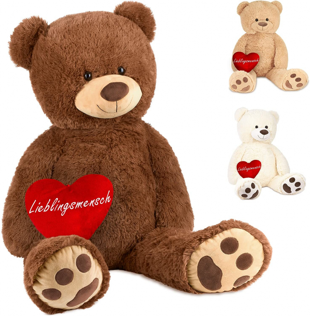 BRUBAKER XXL medvedík hnedý s obľúbeným ľudským srdcom Cuddly Toy 100 cm