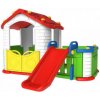 JOKO Veľký Detský Záhradný plastový domček so šmýkačkou 3v1, červená strecha