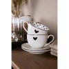 Clay re & Eef Porcelánová šálka s tanierikom so srdiečkom Love Birds 12*9*7 Ø14*2 cm 220 ml