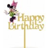 Zápich do torty Happy Birthday Minnie zlatý akryl Zápich do torty Happy Birthday Minnie zlatý akryl