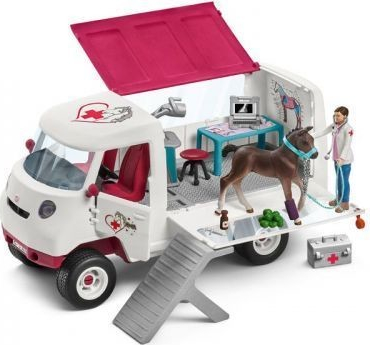 Schleich 42370 Mobilní veterinářská klinika s klisnou a ošetřovatelem