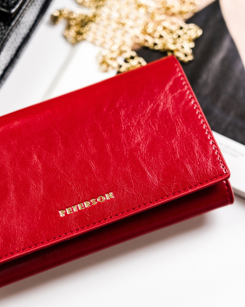 Peterson dámska kožená peňaženka Szob lesklá univerzálna červená