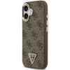 Guess PU Leather 4G Strass Triangle Logo Gold Frame MagSafe Zadní Kryt pro iPhone 17 Brown