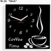 Oranžové hodiny na stenu Coffee Time čierna Oranžové hodiny na stenu Coffee Time čierna