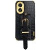 Kožený kryt Crocodile Strap na Oppo A38 - Čierna Kožený kryt Crocodile Strap na Oppo A38 - Čierna