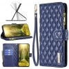 Peňaženkové kožené puzdro Diamond Lattice Zipper na Oppo Reno 7 5G - Modrá Peňaženkové kožené puzdro Diamond Lattice Zipper na Oppo Reno 7 5G - Modrá