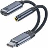 AppleKing 2v1 audio a nabíjacia redukcia - 3,5 mm jack / USB-C na USB-C - tmavo šedá - možnosť vrátiť tovar ZADARMO do 30tich dní AppleKing 2v1 audio a nabíjacia redukcia - 3,5 mm jack / USB-C na USB-C - tmavo šedá - možnosť vrátiť tovar ZADARMO do 30tich dní