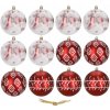 Vianočné gule 11 cm – sada 12 ks, červeno-biele zdobené | Springos CA1536 Vianočné gule 11 cm – sada 12 ks, červeno-biele zdobené | Springos CA1536