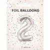 PartyDeco Fóliový balón Mini Číslo 2 strieborný 35cm PartyDeco Fóliový balón Mini Číslo 2 strieborný 35cm