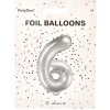 PartyDeco Fóliový balón Mini Číslo 6 strieborný 35cm PartyDeco Fóliový balón Mini Číslo 6 strieborný 35cm