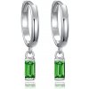 MINET Strieborné náušnice krúžky s visiacimi zelenými zirkónmi MINET Strieborné náušnice krúžky s visiacimi zelenými zirkónmi