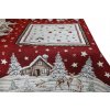 Vianočný gobelínový obrus na stôl Vianočná krajinka na bordovom 90x90 cm Chenille IT029 Červená 90x90 cm Vianočný gobelínový obrus na stôl Vianočná krajinka na bordovom 90x90 cm Chenille IT029 Červená 90x90 cm