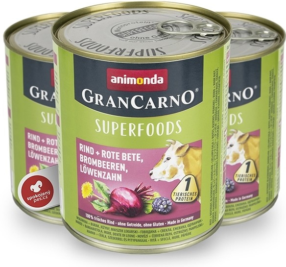 Animonda GranCarno Superfoods Hovädzie + červená repa černice a púpava 0,8 kg