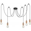 RABALUX Závesná lampa Dollien – 5× E27 – matná čierna s dreveným detailom RABALUX Závesná lampa Dollien – 5× E27 – matná čierna s dreveným detailom