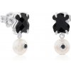 Tous Strieborné visiace náušnice s onyxom a perlou Erma 1000136700 Tous Strieborné visiace náušnice s onyxom a perlou Erma 1000136700