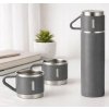 Termoska 400 ml s 3 pohármi sivá (Cestovná termoska z nehrdzavejúcej ocele s CLICK uzáverom a 3 pohármi na kávu a čaj) Termoska 400 ml s 3 pohármi sivá (Cestovná termoska z nehrdzavejúcej ocele s CLICK uzáverom a 3 pohármi na kávu a čaj)