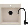 Deante Evora, 1-komorový granitový drez 500x500x216 + čierna drezová batéria, béžová, DEA-ZQJN5103 Deante Evora, 1-komorový granitový drez 500x500x216 + čierna drezová batéria, béžová, DEA-ZQJN5103