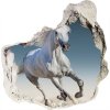 Nálepka 3D diera na stenu Biely kôň v trysku 75x75 cm Nálepka 3D diera na stenu Biely kôň v trysku 75x75 cm